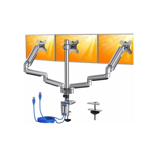 ErGear Triple Monitor Stand with Gas Spring Adjustable Monitor Arm For Sale