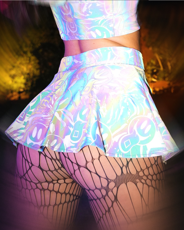 Happy Hour White Reflective Mini Skirt Online