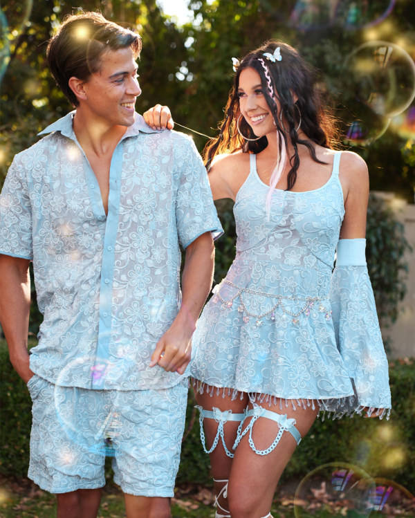 Faerie Firelight Floral Sparkle Dress Set Outfit Fashion