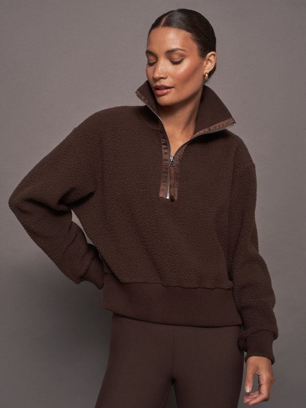 Roselle Half Zip Fleece - Dark Truffle on Sale