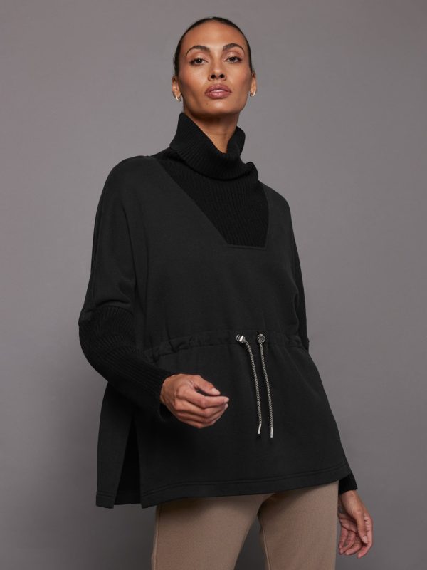 Cavello Longline Sweat - Black Hot on Sale